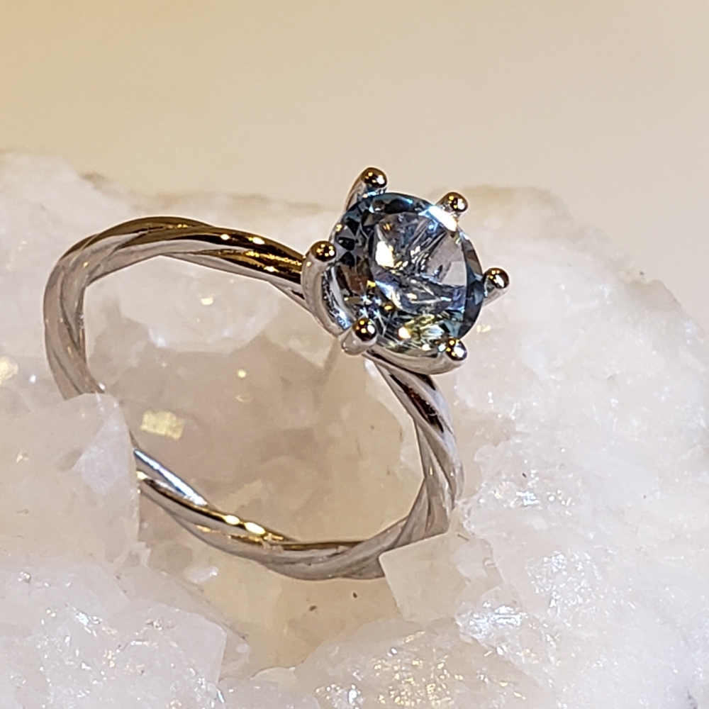 Sz 7, 1.3ct Topaz Ring, 18K Gold 925 Silver, Authentic Gemstone.